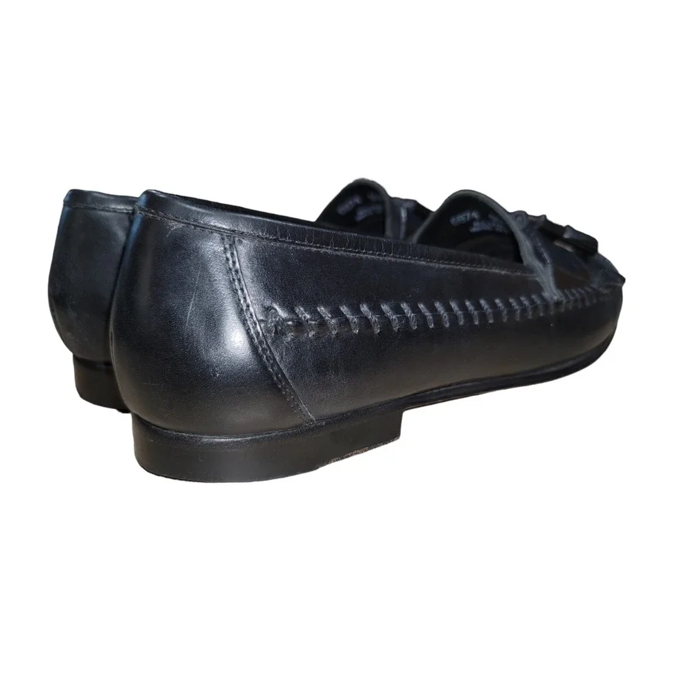 G. H. Bass Men's Black Tassel Kiltie Loafers Leather Slip On Shoes‎ Sz 9.5 M